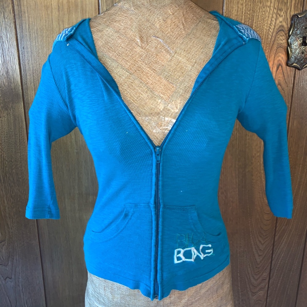 3/4 sleeve zip up hoodie